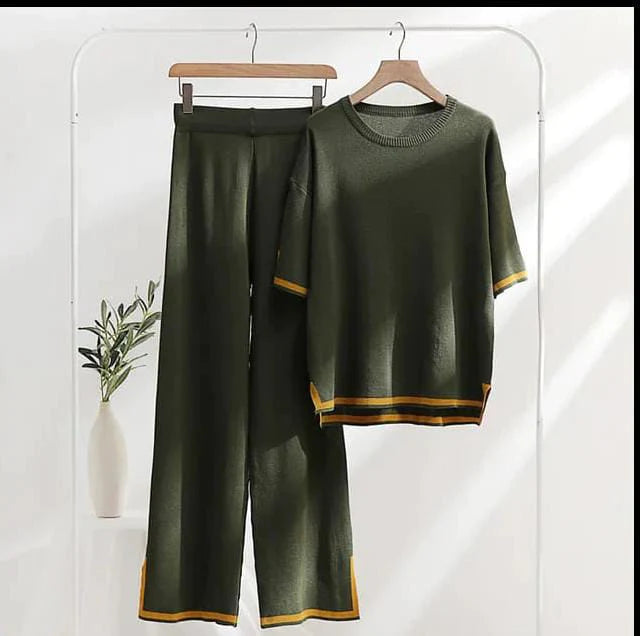 Slit Short Sleeve Plazzo